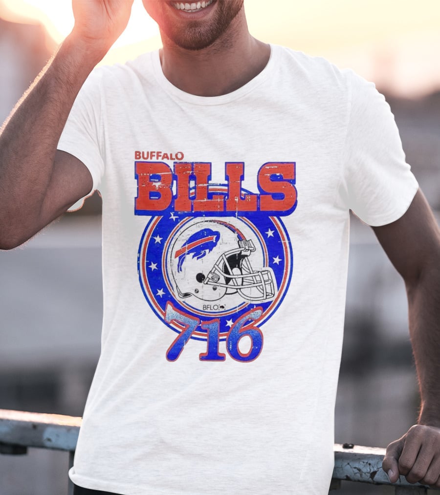 Buffalo Bills Bflo 716 Day Celebration Helmet Stars T-Shirt