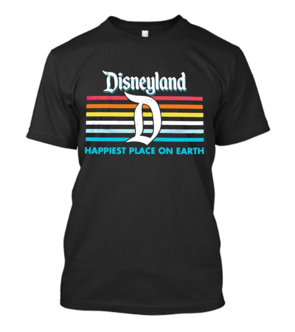Disneyland Happiest Place On Earth Retro Stripes Logo Ringer T-Shirt