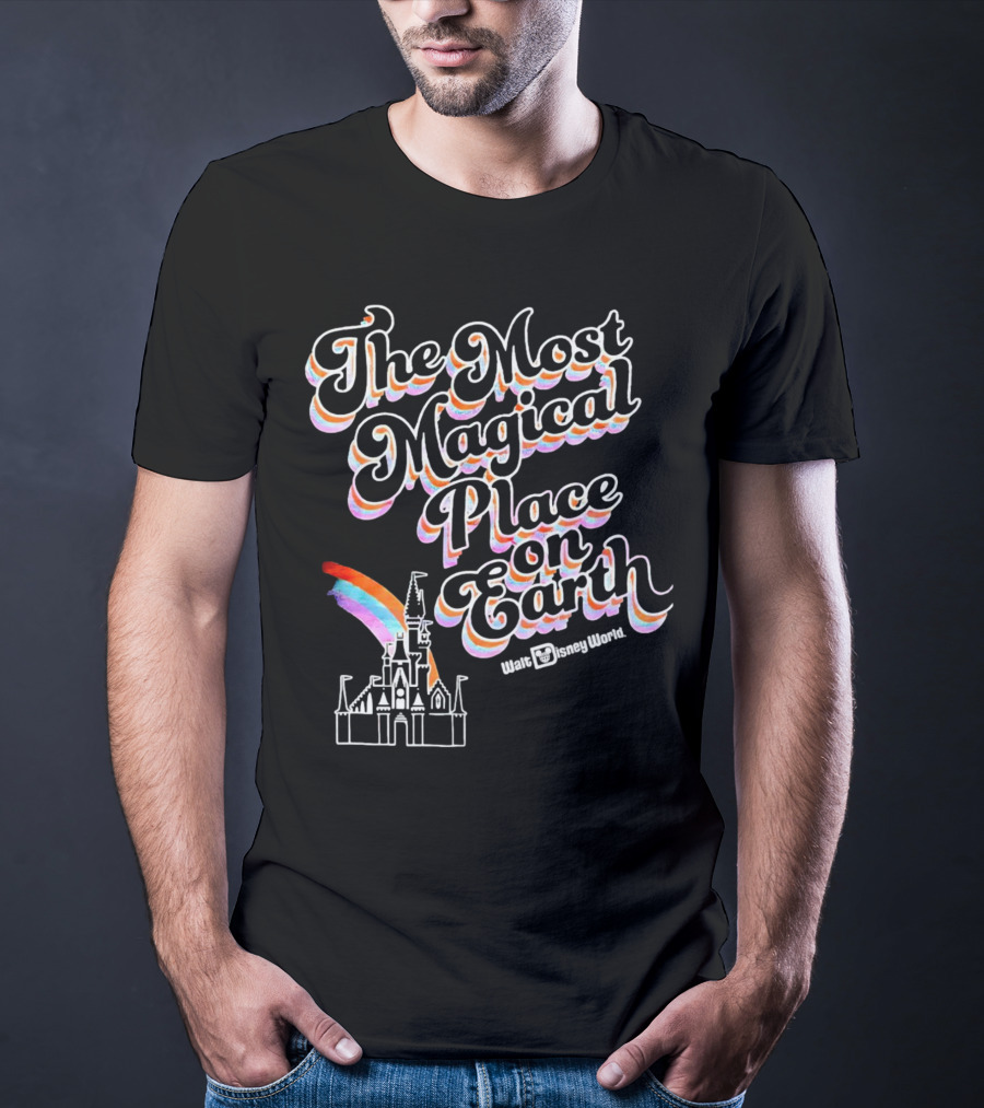 Walt Disney World The Most Magical Place On Earth With Castle And Rainbow T-Shirt