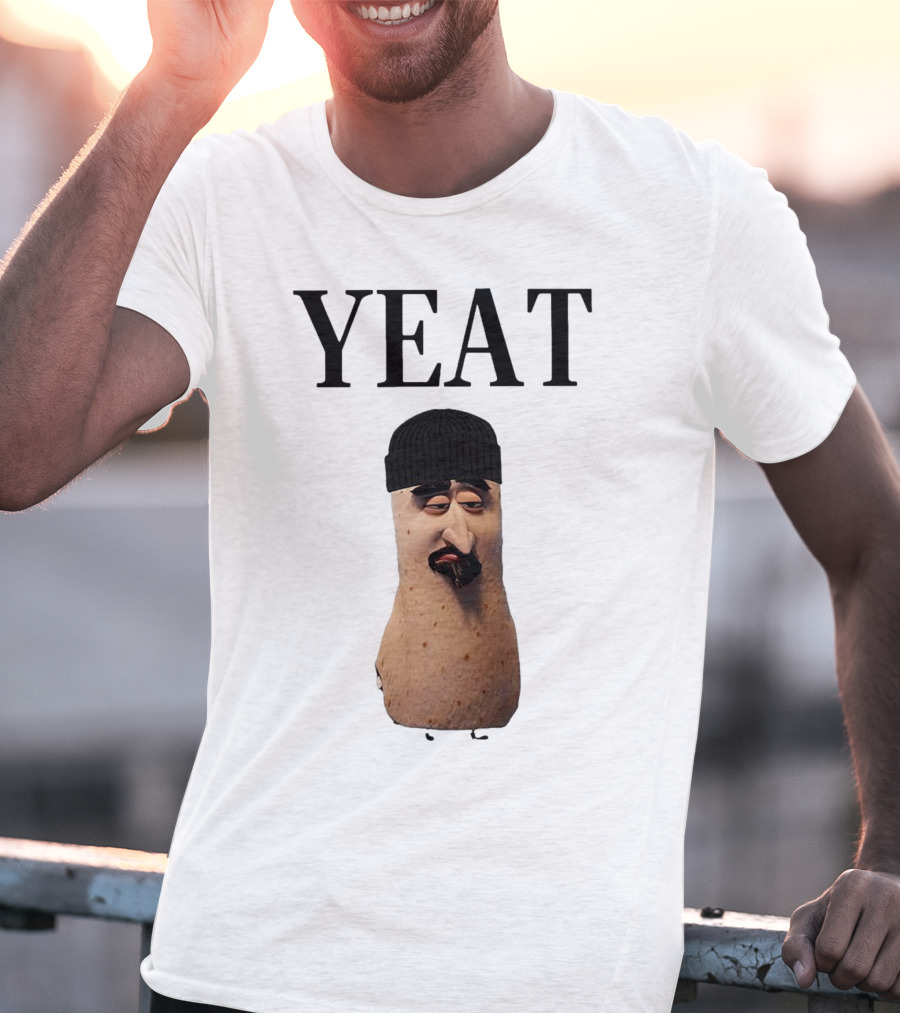 Yeat Luh Geeky Burrito Character With Beanie And Mustache T-Shirt