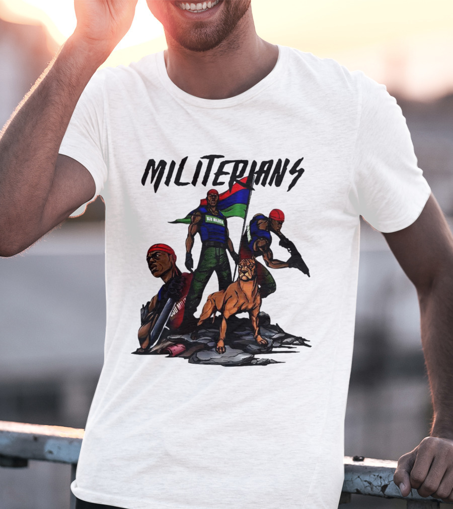 Beautiful And Brutal Militerians With Warrior Dog And Flag Display T-Shirt