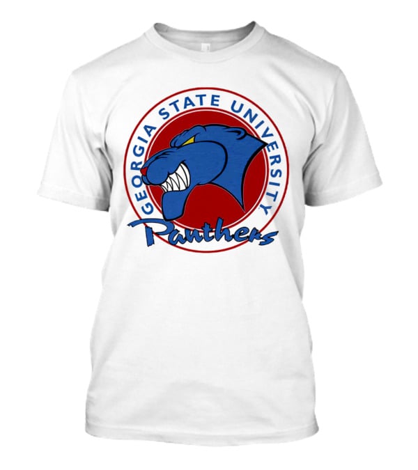 Georgia State University Panthers Blue Panther Head On Red Circle T-Shirt