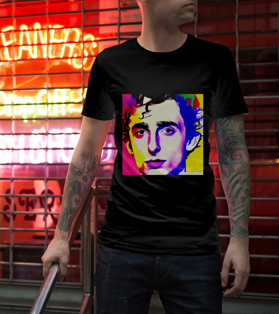 Timothee Chalamet Pop Art Portrait Multicolored Andy Warhol T-Shirt