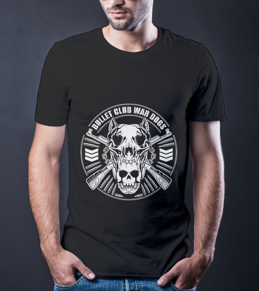 Bullet Club War Dogs Skull And Crossed Guns Emblem T-Shirt