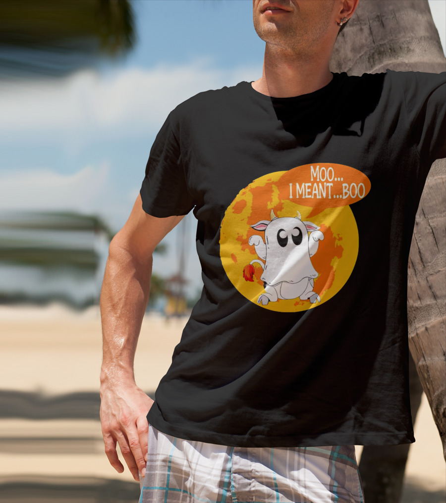 Moo I Meant Boo Ghost Cow Halloween Costume T-Shirt