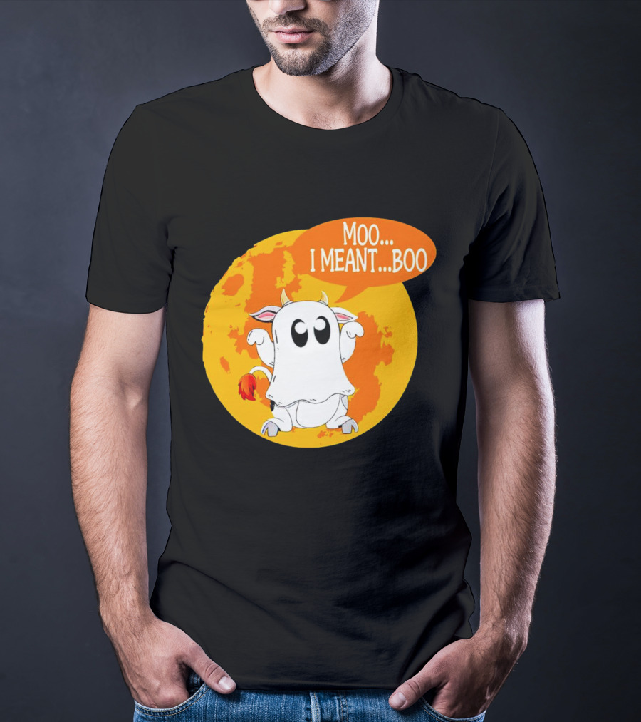 Moo I Meant Boo Ghost Cow Halloween Costume T-Shirt