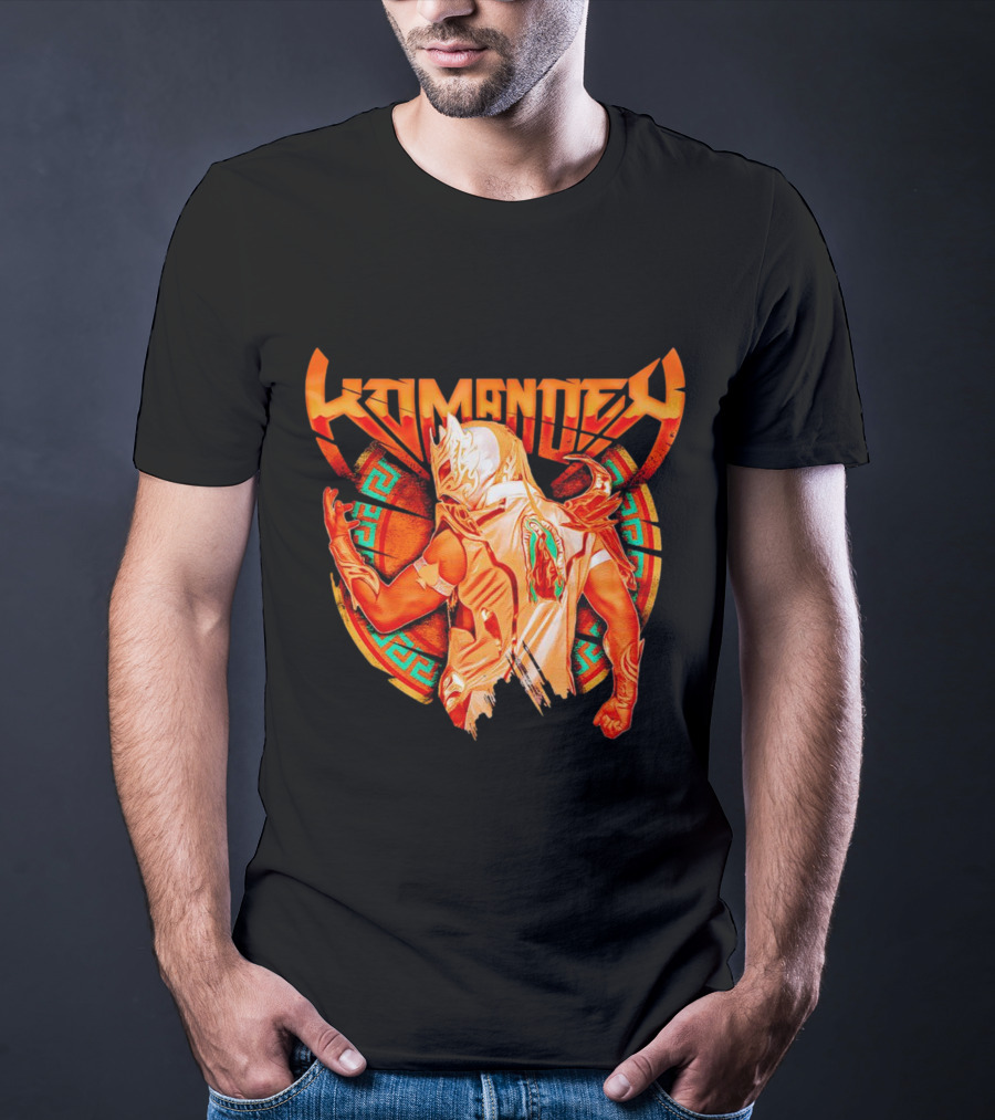 Kommander El As Del Espacio Guerrero Con Máscara Y Tatuaje Espiral Colorido T-Shirt