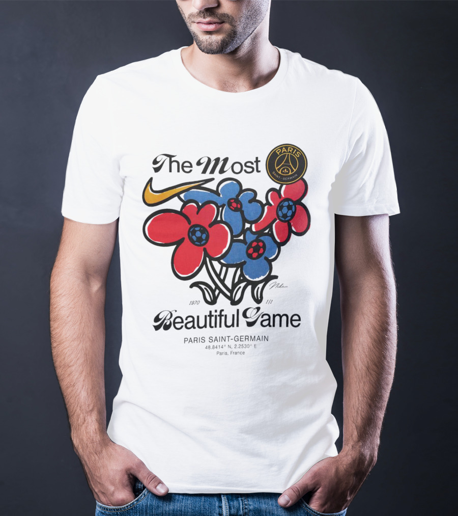 The Most Beautiful Game Paris Saint-Germain Logo And Floral T-Shirt