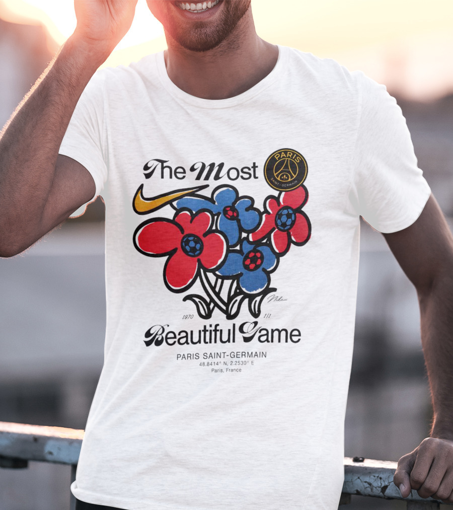 The Most Beautiful Game Paris Saint-Germain Logo And Floral T-Shirt