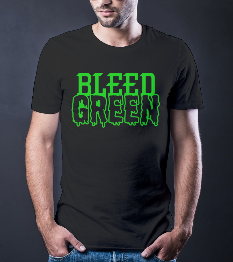Bleed Green Dripping Neon Text T-Shirt