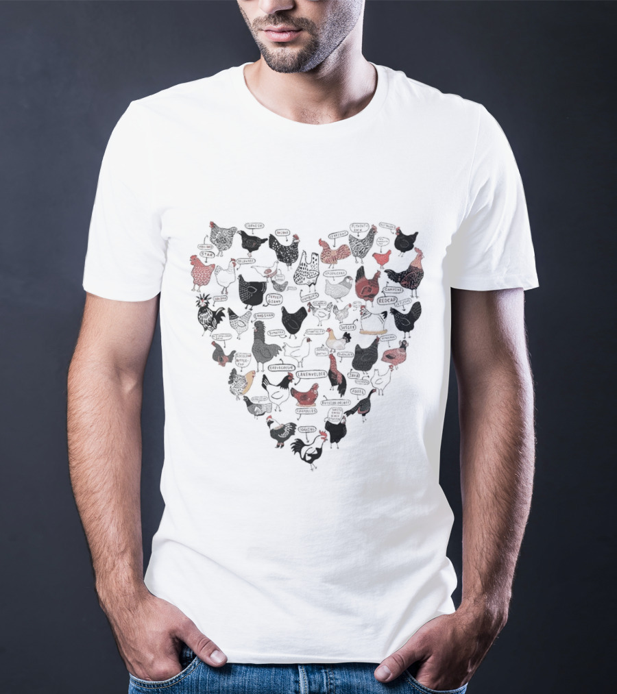 Chicken Heart Pattern With Cluck Speech Bubbles T-Shirt