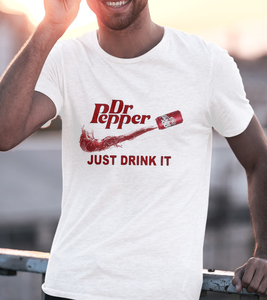 Dr Pepper Just Drink It Red Can Swoosh T-Shirt
