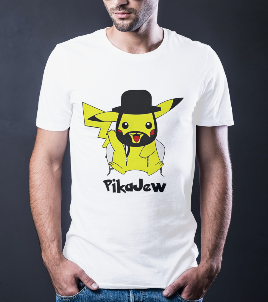 PikaJew Pikachu Hasidic Jewish Fusion Character With Yarmulke And Payot T-Shirt