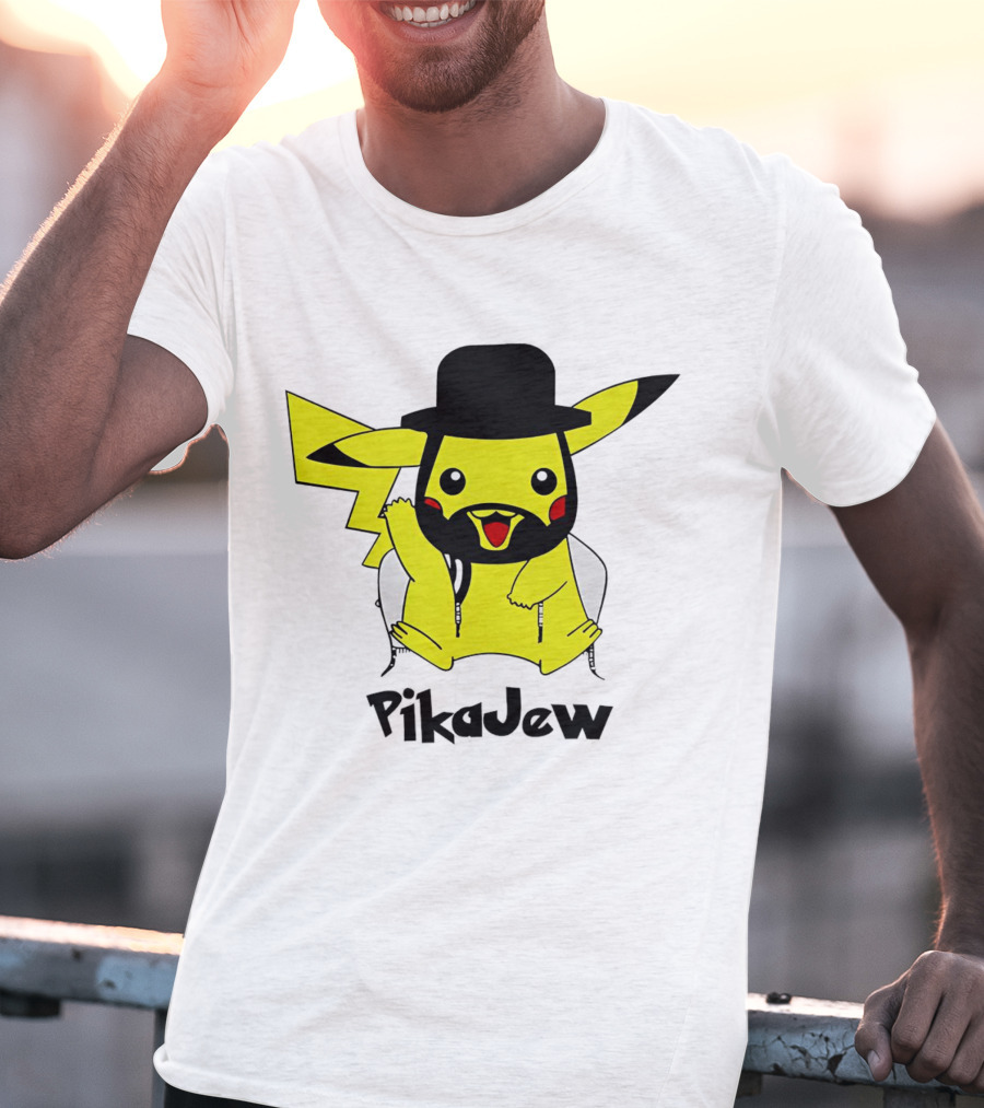 PikaJew Pikachu Hasidic Jewish Fusion Character With Yarmulke And Payot T-Shirt