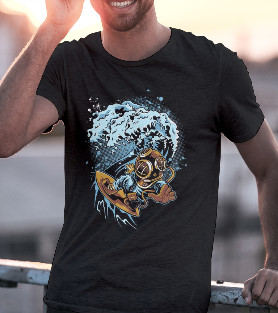 Vintage Diver Riding Cosmic Wave T-Shirt