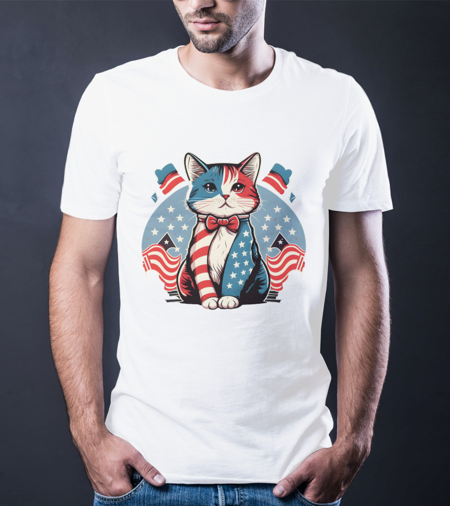 Cat American Flag T-Shirt