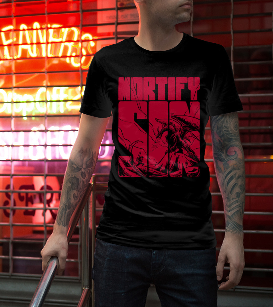 MORTIFY SIN Dark Battle With Fiery Behemoth T-Shirt