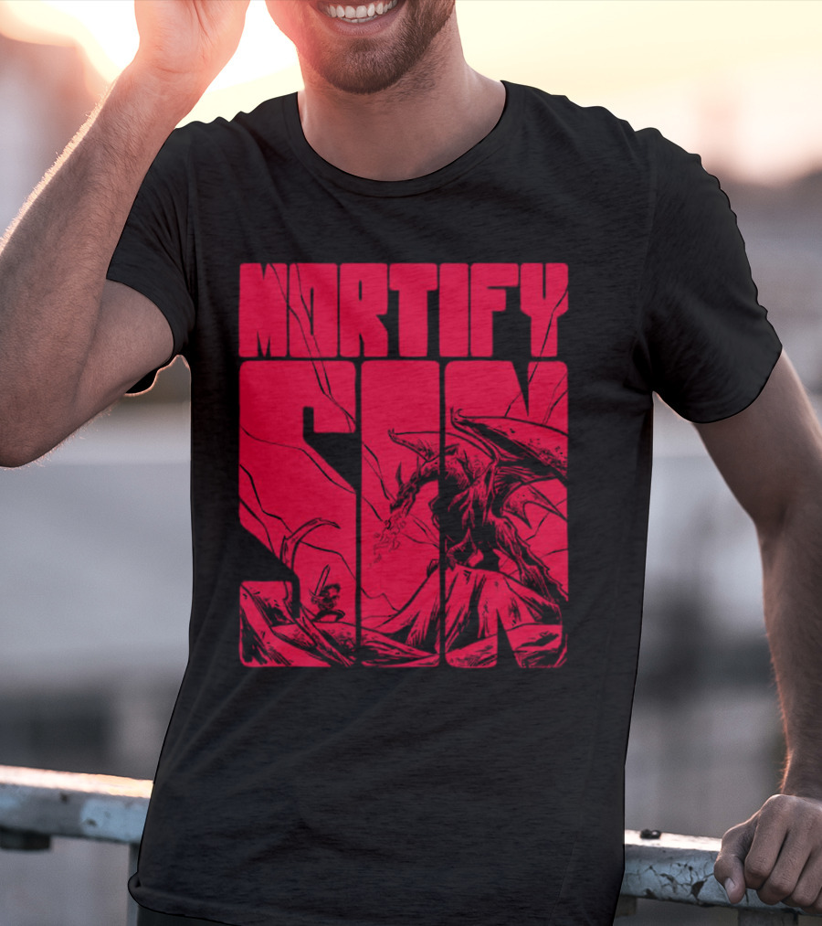 MORTIFY SIN Dark Battle With Fiery Behemoth T-Shirt