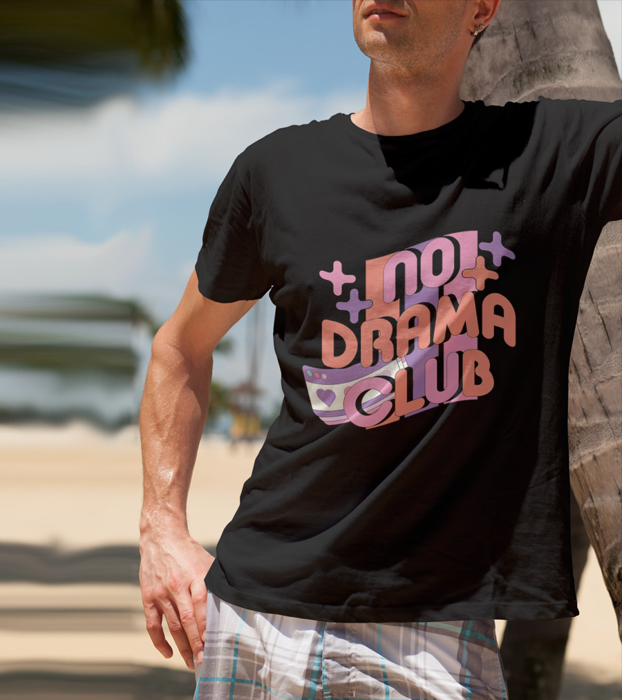 No Drama Club Cute Cartoon Heart Stripes And Shapes T-Shirt