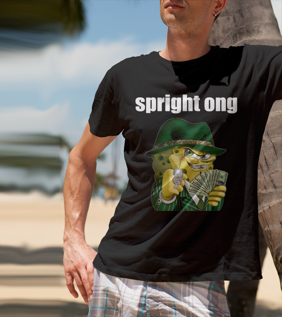 Spright Ong Money Spongebob In Green Suit With Cash T-Shirt