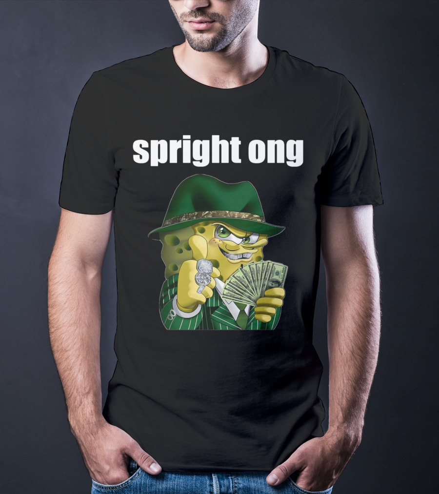 Spright Ong Money Spongebob In Green Suit With Cash T-Shirt