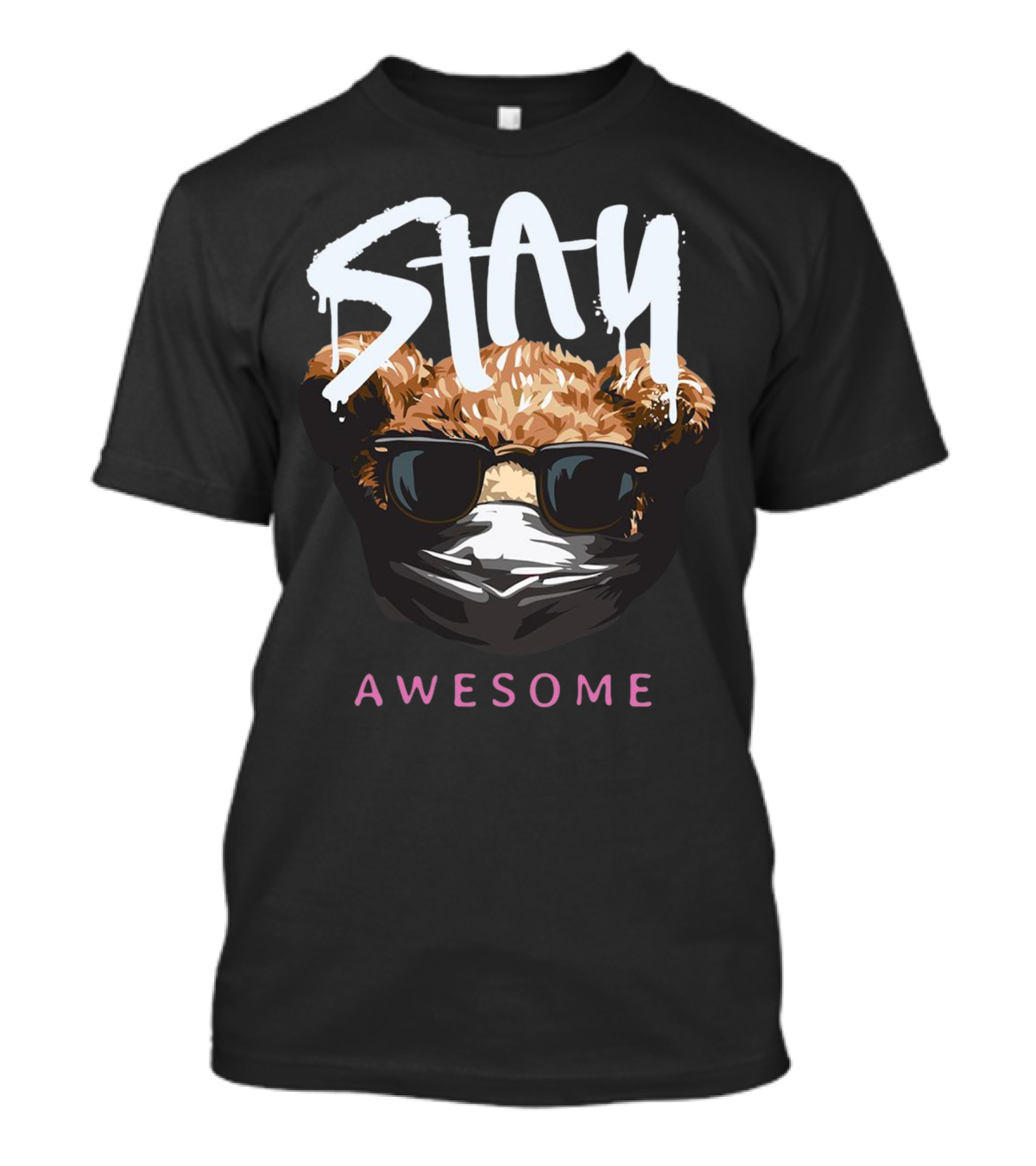 Stay Awesome Masked Bear With Sunglasses T-Shirt