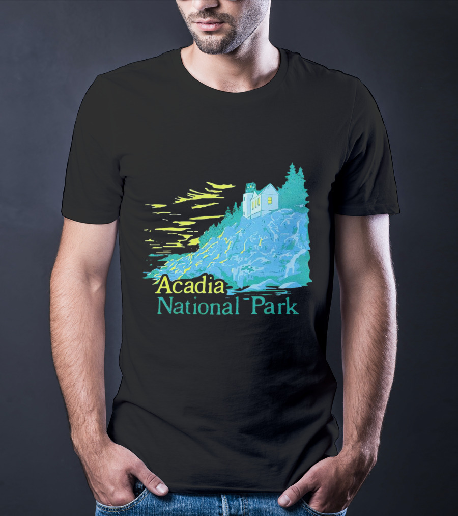 Acadia National Park Scenic Lighthouse And Rocky Cliff T-Shirt