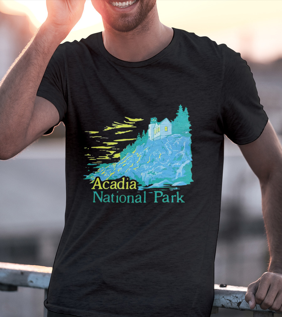 Acadia National Park Scenic Lighthouse And Rocky Cliff T-Shirt