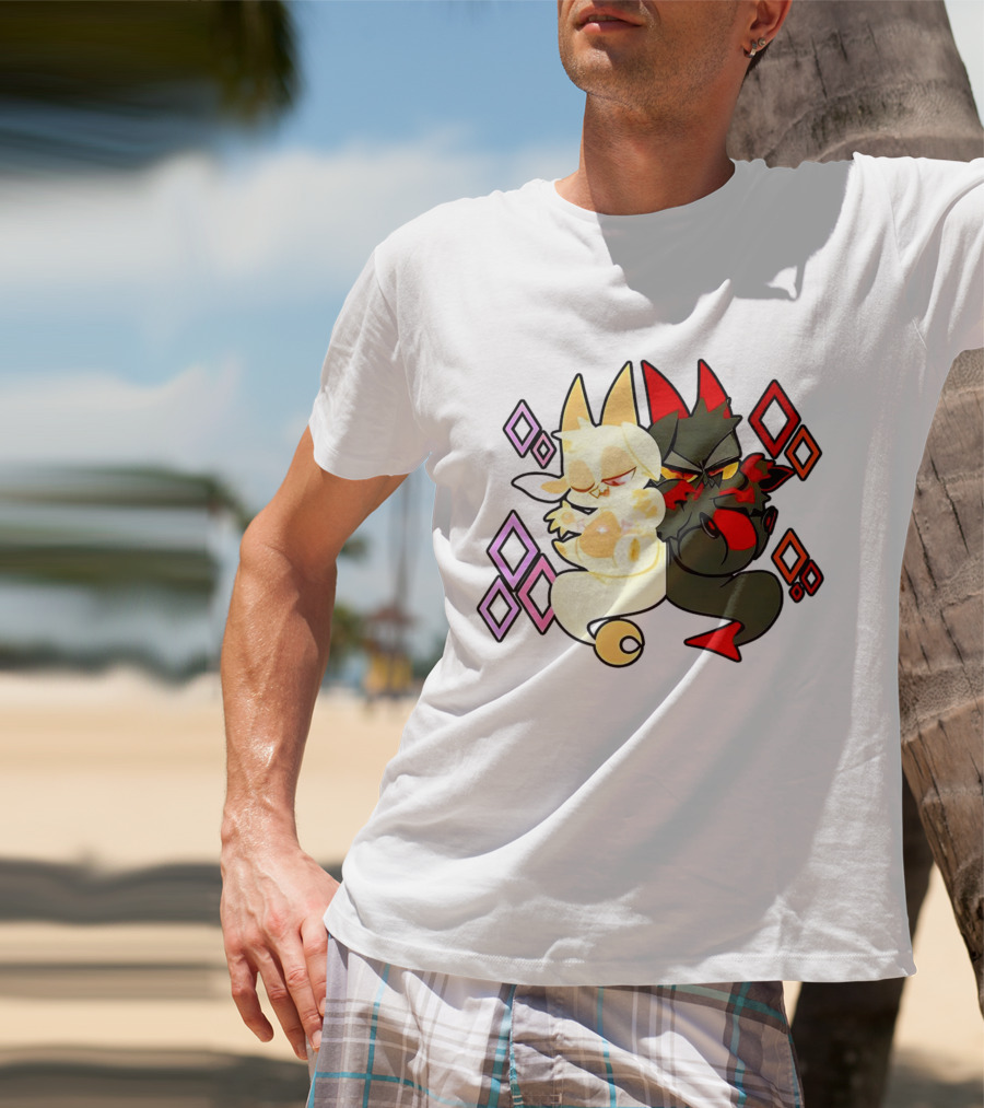 Chikn Nuggit Fwench Fwy Diamond Pattern Characters T-Shirt