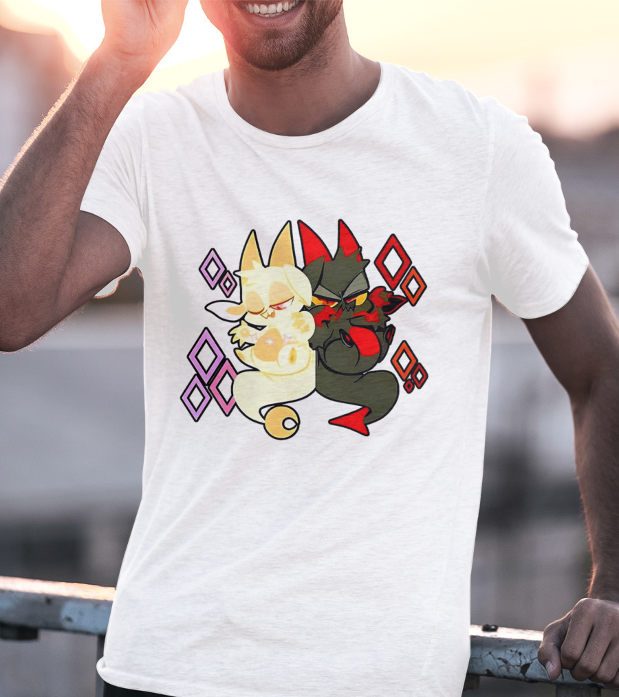 Chikn Nuggit Fwench Fwy Diamond Pattern Characters T-Shirt