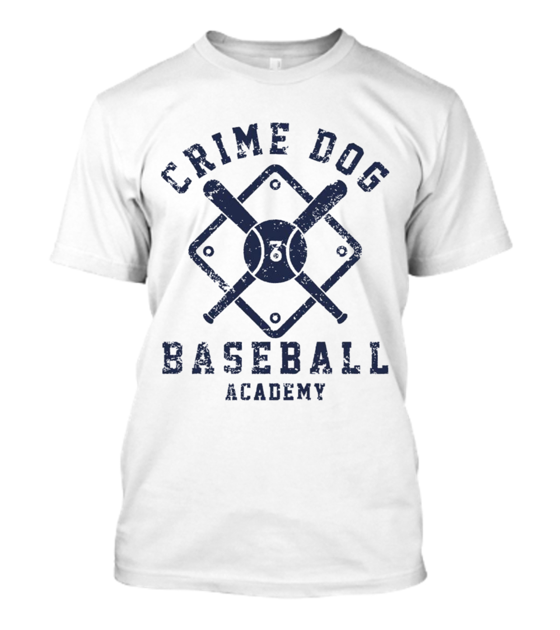 Crime Dog Baseball Academy Logo With Bat And Ball Diamond T-Shirt