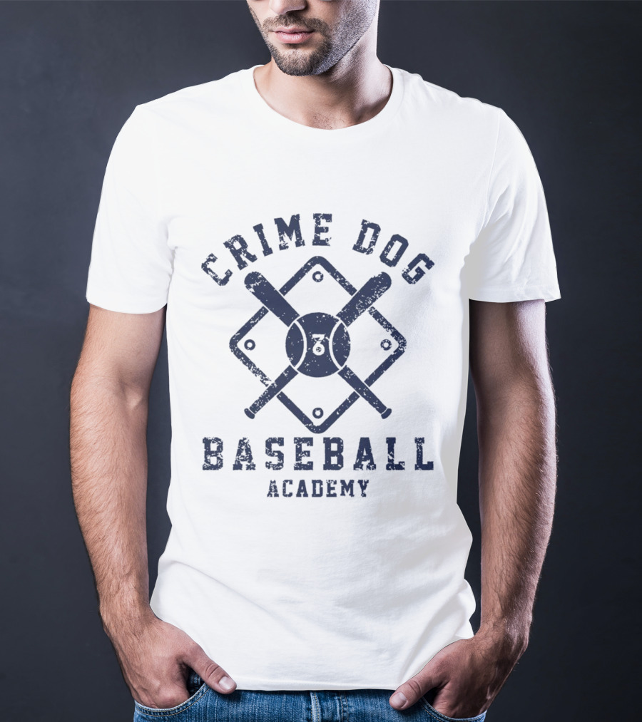 Crime Dog Baseball Academy Logo With Bat And Ball Diamond T-Shirt