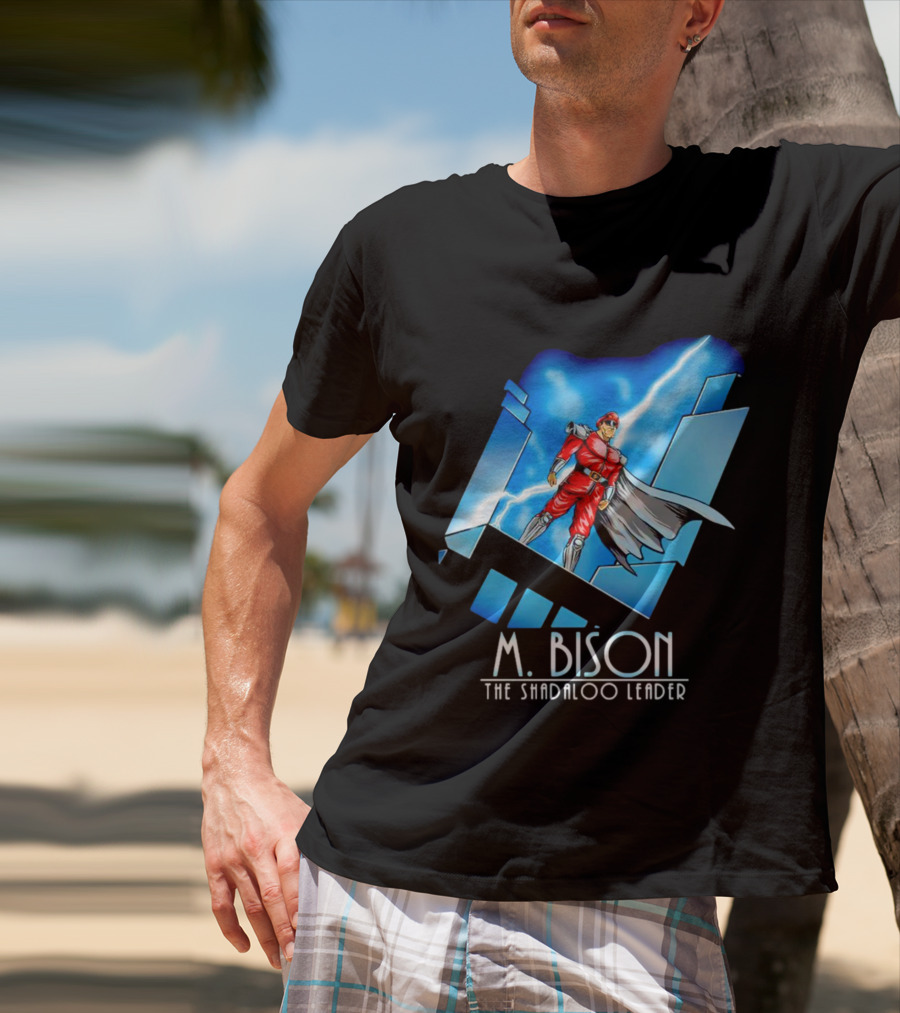 M. Bison The Shadaloo Leader Character With Lightning And Cityscape T-Shirt