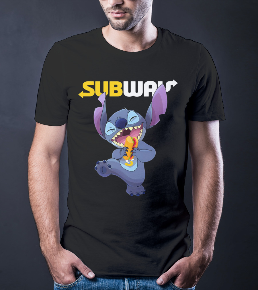 SUBWAY Stitch Eating Hotdog T-Shirt