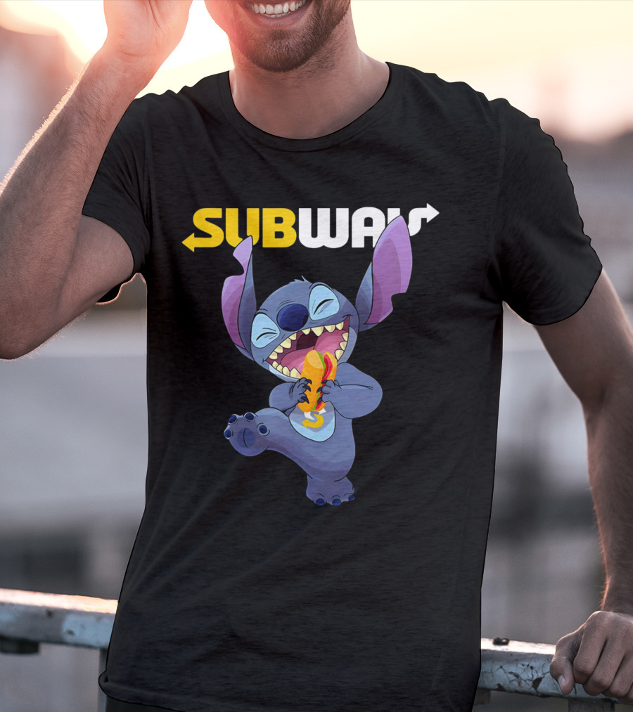 SUBWAY Stitch Eating Hotdog T-Shirt