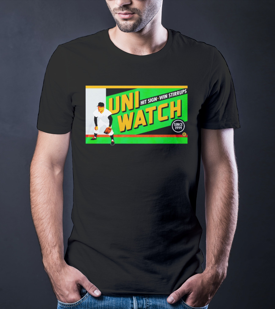 UNI WATCH Hit Sign Win Stirrups Since 1999 T-Shirt