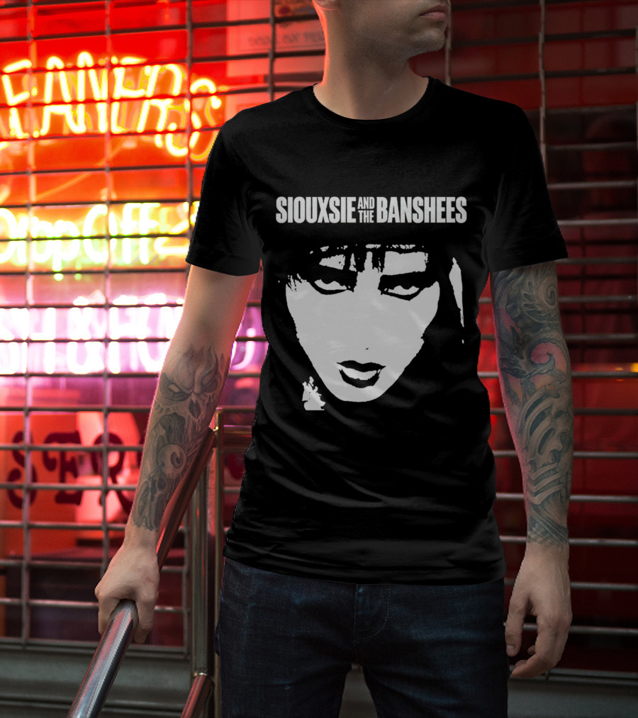 Siouxsie And The Banshees Bold Black And White Stylized Face T-Shirt