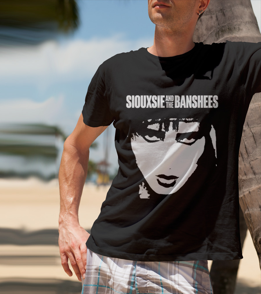 Siouxsie And The Banshees Bold Black And White Stylized Face T-Shirt