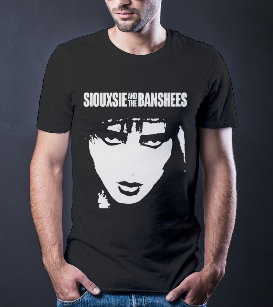 Siouxsie And The Banshees Bold Black And White Stylized Face T-Shirt