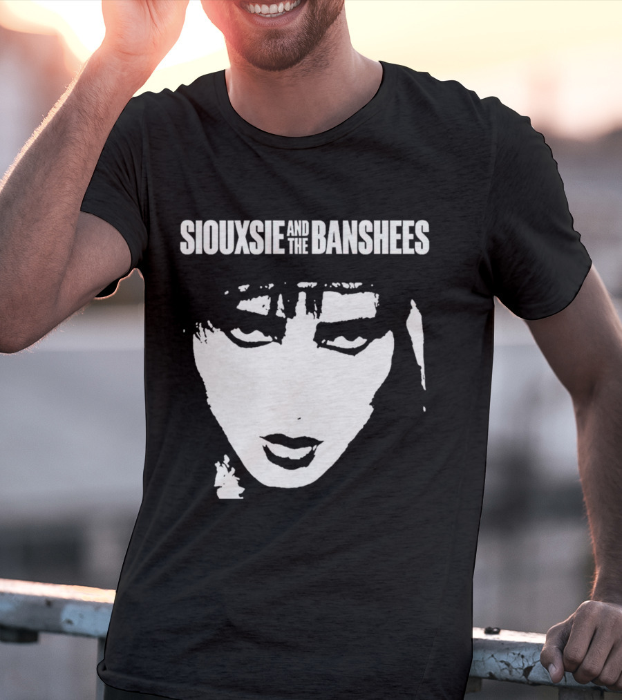 Siouxsie And The Banshees Bold Black And White Stylized Face T-Shirt