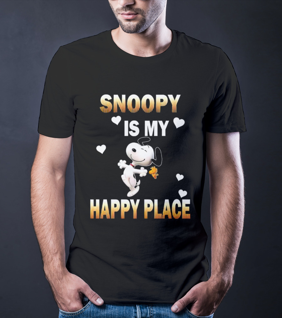 Snoopy Is My Happy Place Hearts Woodstock T-Shirt