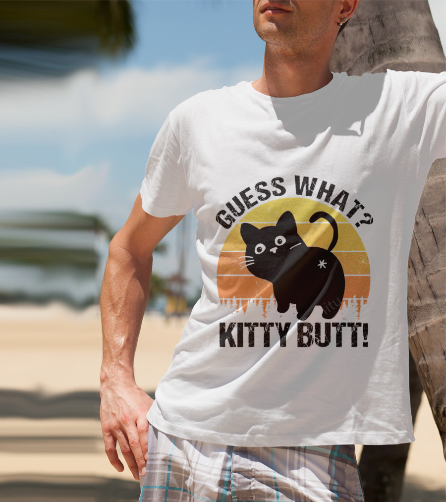 Guess What Kitty Butt Retro Sunset Forest T-Shirt
