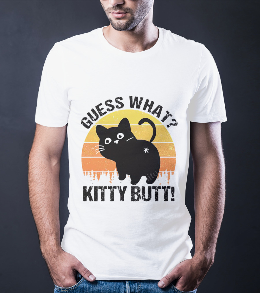 Guess What Kitty Butt Retro Sunset Forest T-Shirt