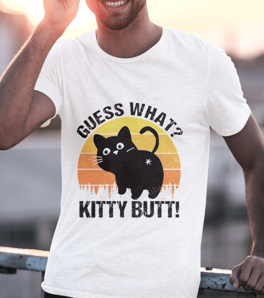 Guess What Kitty Butt Retro Sunset Forest T-Shirt