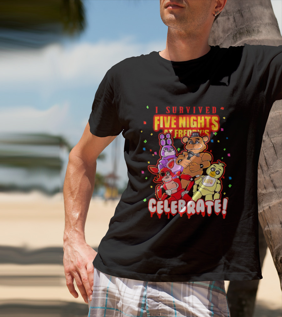 I Survived Five Nights At Freddy’s Celebrate Freddy Bonnie Chica Foxy T-Shirt