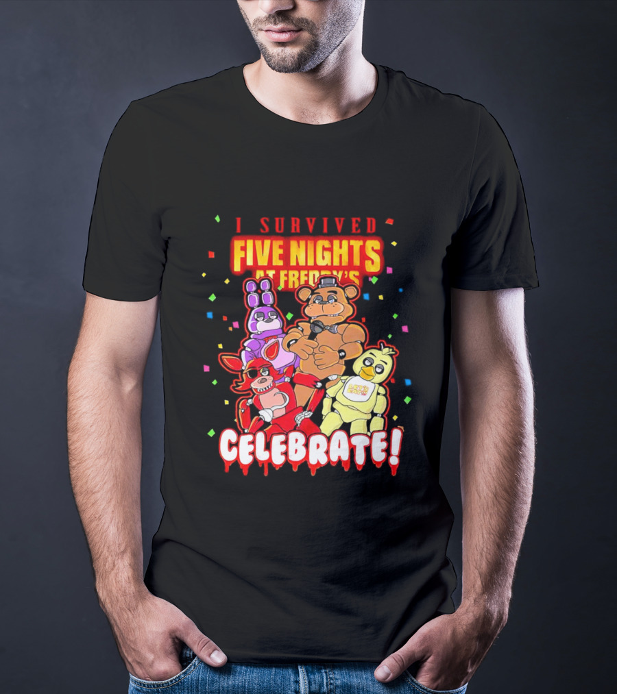 I Survived Five Nights At Freddy’s Celebrate Freddy Bonnie Chica Foxy T-Shirt