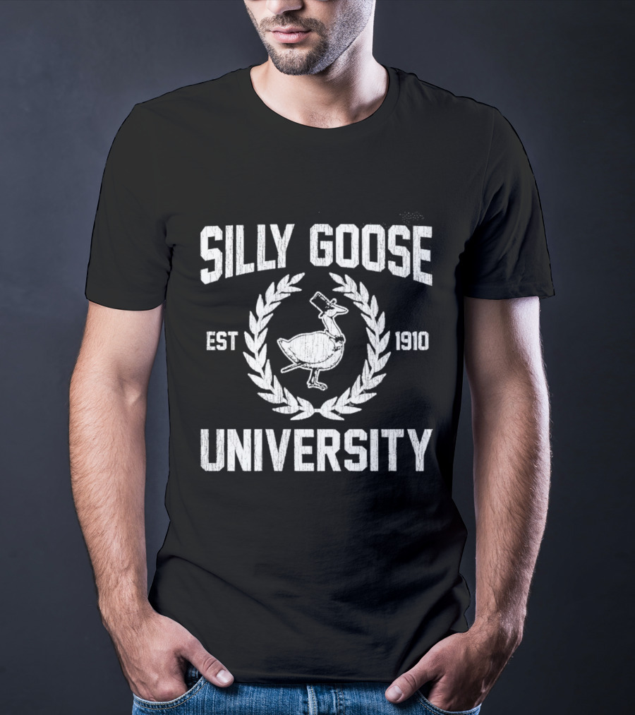Silly Goose University Est 1910 Top Hat Laurel Crest T-Shirt