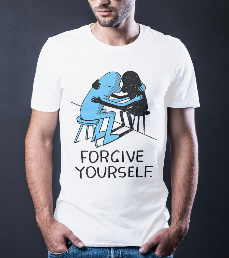 Forgive Yourself Embracing Blue And Black Figures T-Shirt