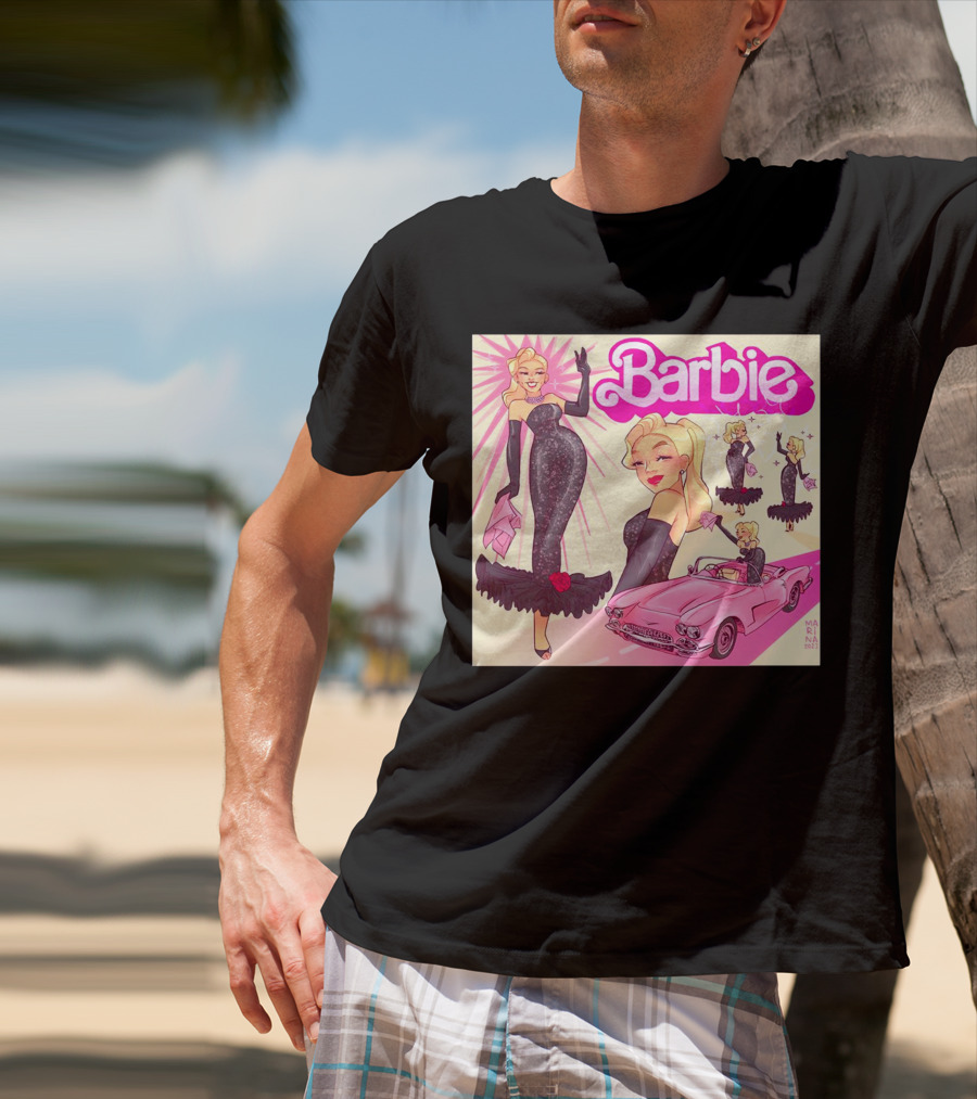 Barbie Glamorous Star With Pink Cadillac And Sparkling Dress T-Shirt