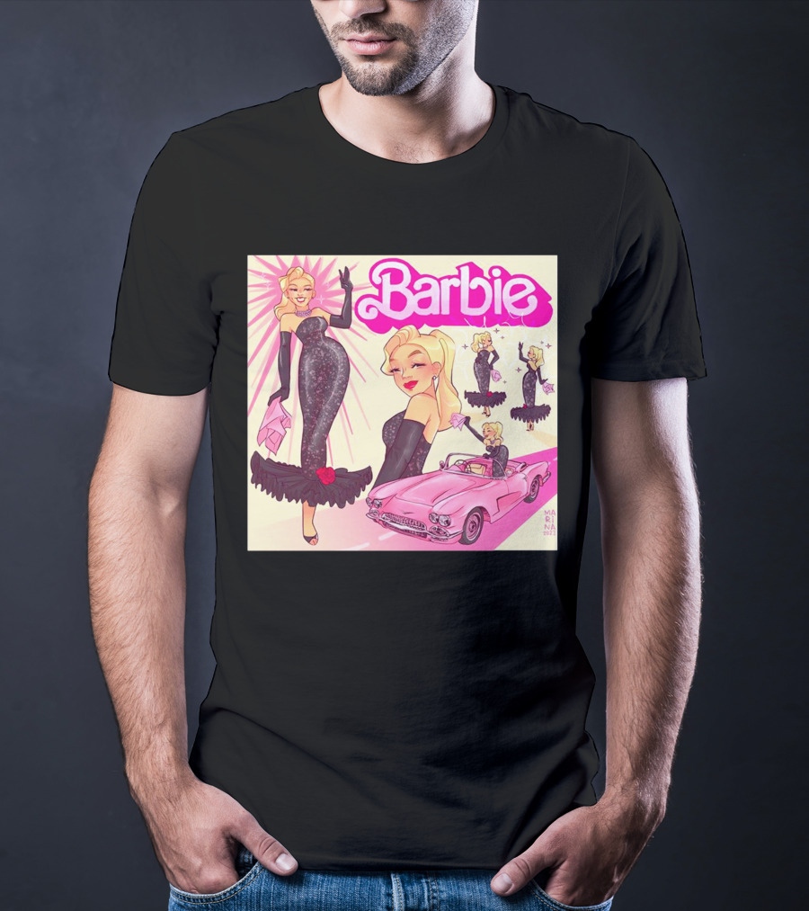 Barbie Glamorous Star With Pink Cadillac And Sparkling Dress T-Shirt